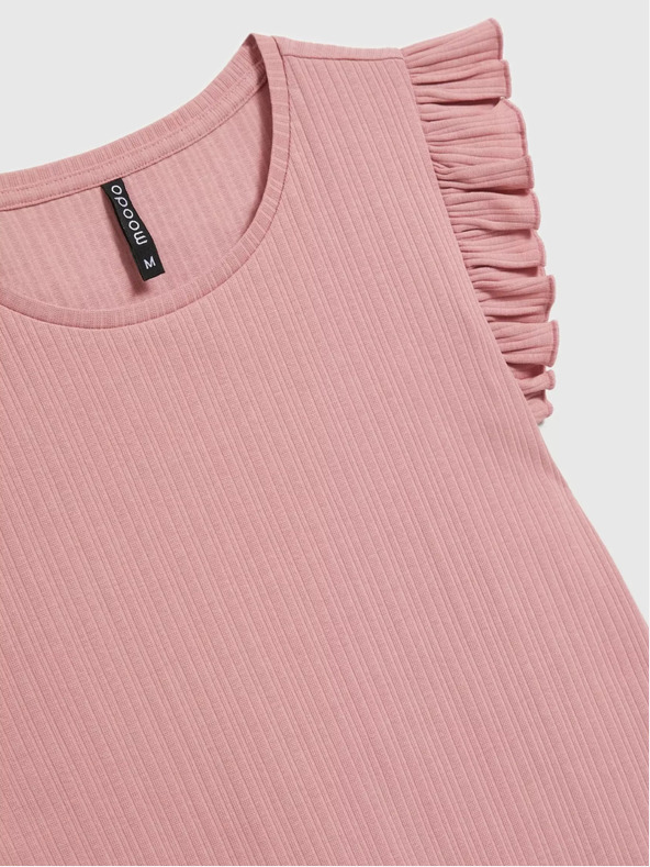 Moodo Stará ružová košeľa s volánikmi na ramenách Moodo