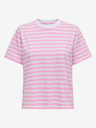 ONLY Bielo-ružové dámske pruhované tričko ONLY