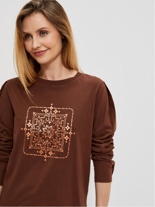 Moodo Blúzka s dlhými rukávmi a kovovou potlačou