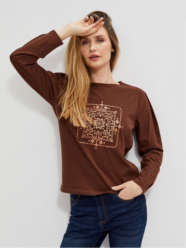 Moodo Blúzka s dlhými rukávmi a kovovou potlačou