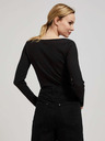 Moodo Čierna dámska rebrovaná košeľa na gombíky Moodo