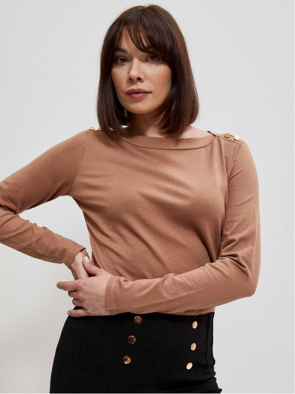 Moodo Bavlnená blúzka s dlhými rukávmi