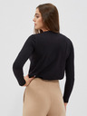 Moodo Čierne dámske tričko s ozdobným výstrihom Moodo