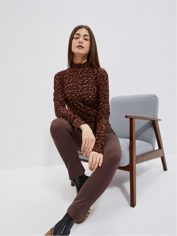 Moodo Hnedá dámska vzorovaná košeľa Moodo