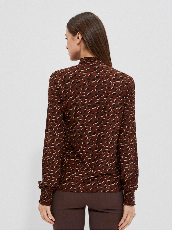 Moodo Hnedá dámska vzorovaná košeľa Moodo