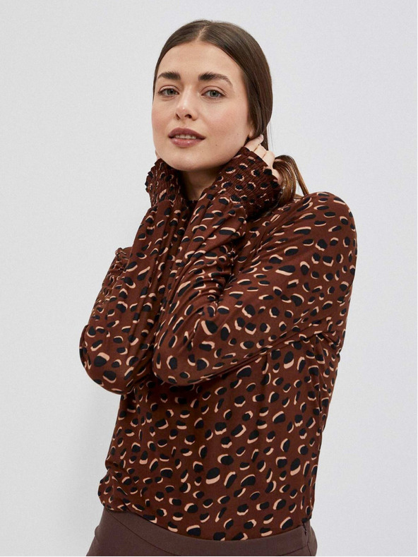 Moodo Hnedá dámska vzorovaná košeľa Moodo