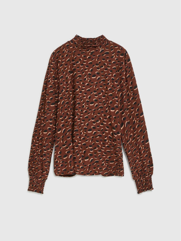 Moodo Hnedá dámska vzorovaná košeľa Moodo