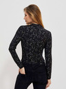 Moodo Čierne dámske vzorované tričko Moodo