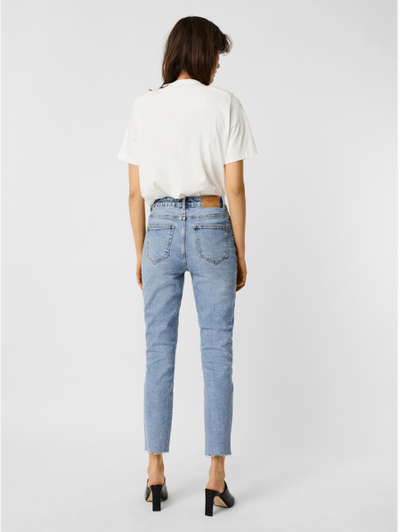 Vero Moda Modré skrátené džínsy rovného strihu VERO MODA Brenda