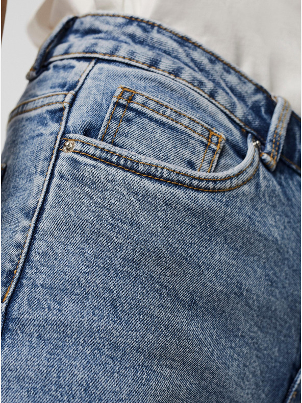 Vero Moda Modré skrátené džínsy rovného strihu VERO MODA Brenda