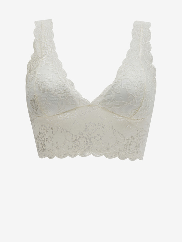 ONLY Krémová dámska čipkovaná podprsenka ONLY