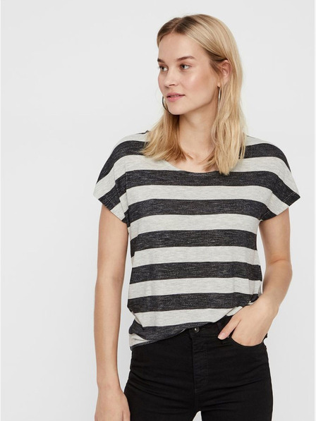 Vero Moda Krémovo-čierne pruhované tričko VERO MODA Wide