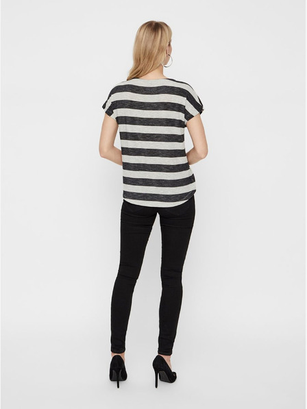 Vero Moda Krémovo-čierne pruhované tričko VERO MODA Wide