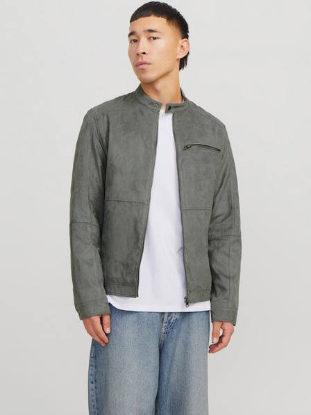 Jack & Jones Šedá pánska semišová bunda Jack & Jones
