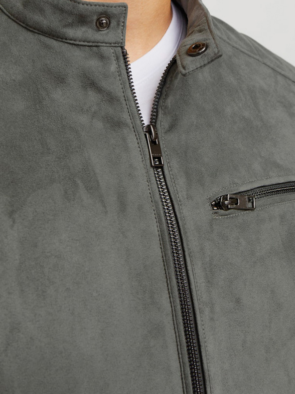 Jack & Jones Šedá pánska semišová bunda Jack & Jones