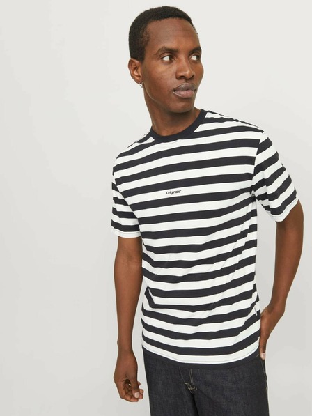 Jack & Jones Jack & Jones Pánske bielo-čierne pruhované tričko