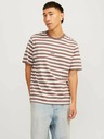 Jack & Jones Jack & Jones Pánske bielo-hnedé pruhované tričko