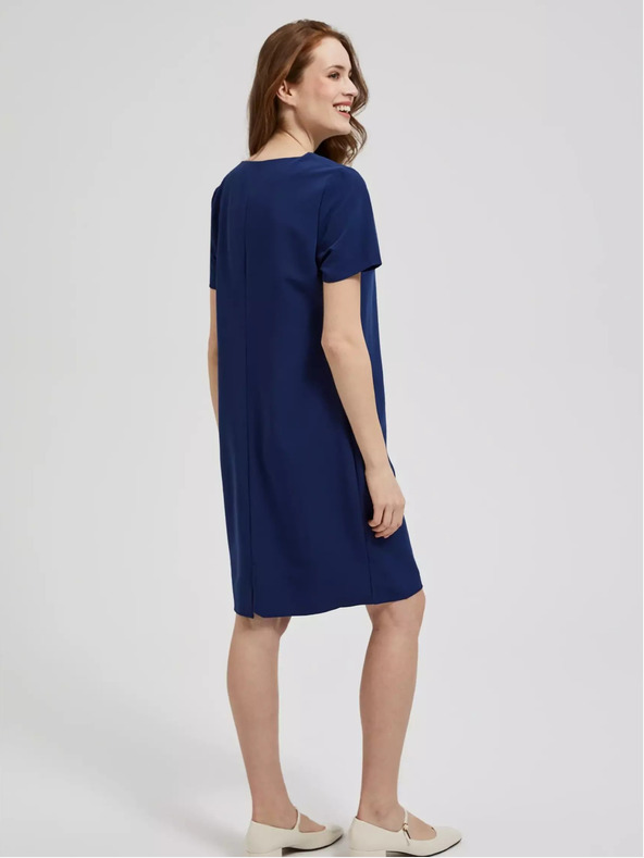 Moodo Tmavomodré šaty s dĺžkou po kolená Moodo