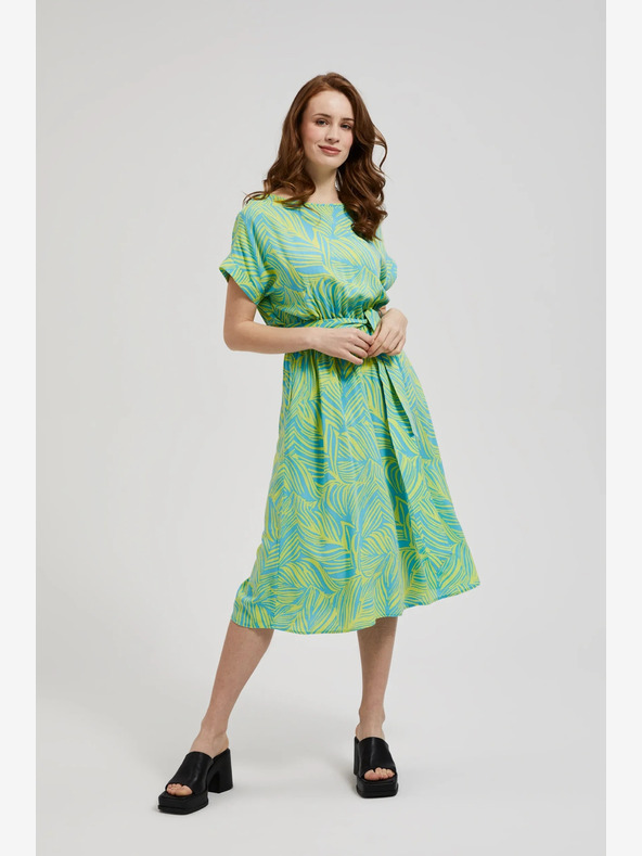 Moodo Tyrkysové šaty so zaväzovaním v páse Moodo