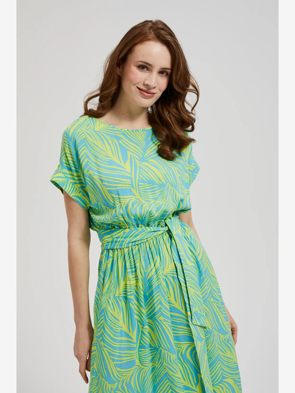 Moodo Tyrkysové šaty so zaväzovaním v páse Moodo