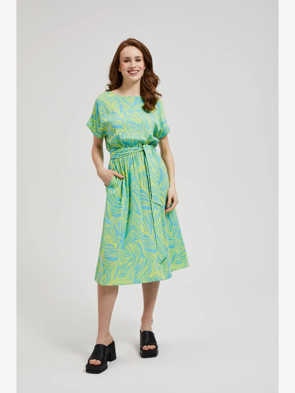Moodo Tyrkysové šaty so zaväzovaním v páse Moodo