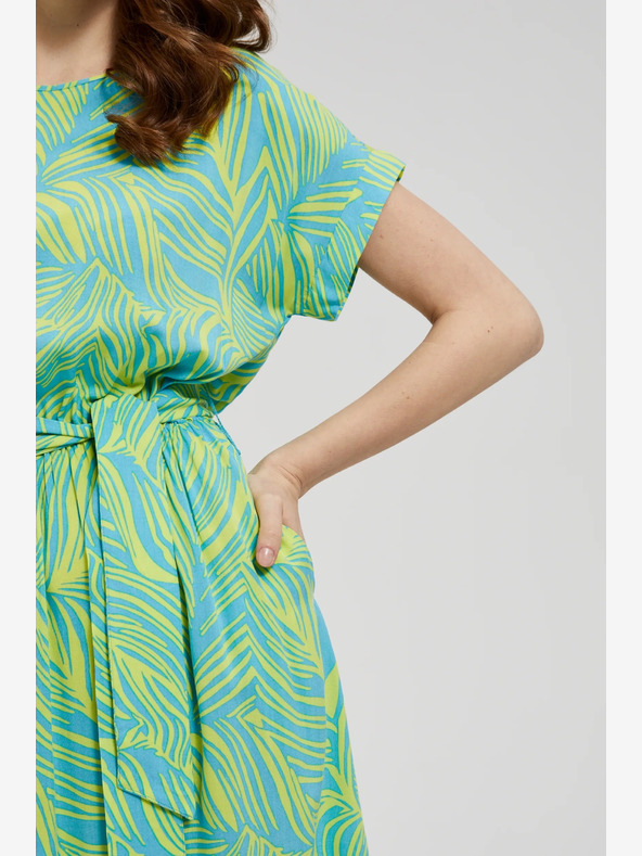 Moodo Tyrkysové šaty so zaväzovaním v páse Moodo