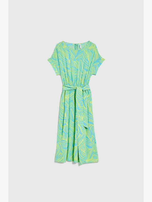 Moodo Tyrkysové šaty so zaväzovaním v páse Moodo