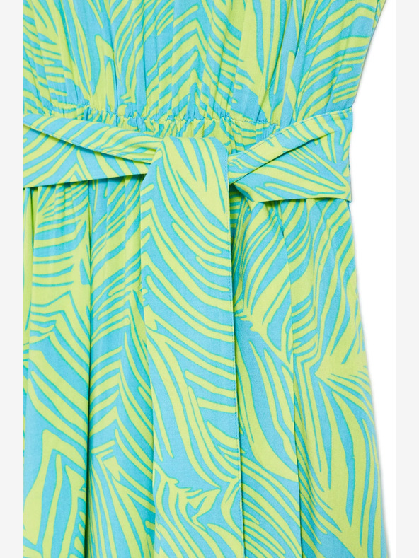 Moodo Tyrkysové šaty so zaväzovaním v páse Moodo