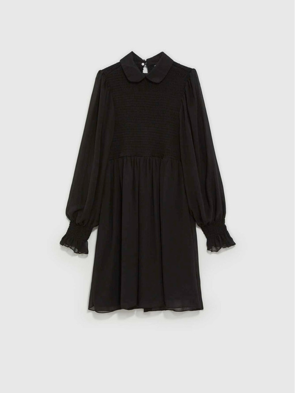 Moodo Čierne dámske šaty s volánovými rukávmi Moodo