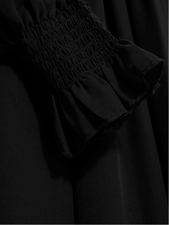 Moodo Čierne dámske šaty s volánovými rukávmi Moodo