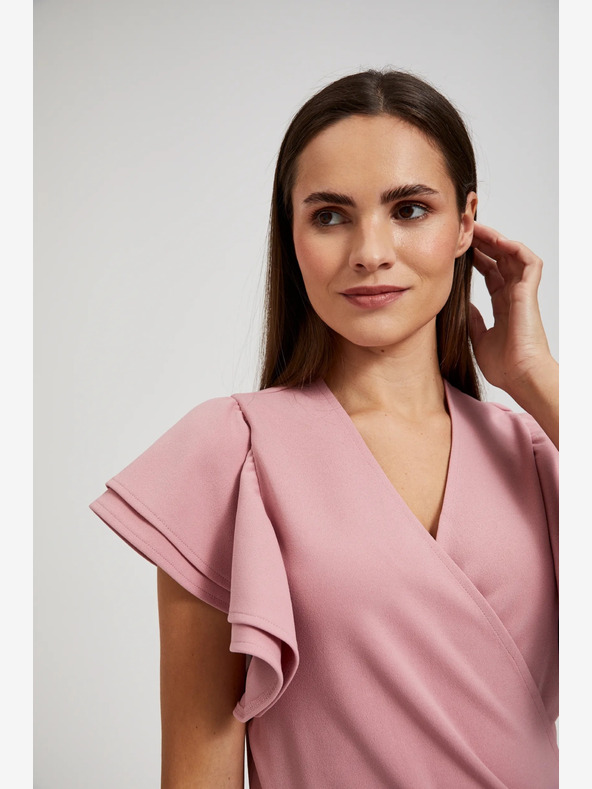 Moodo Ružové šaty s volánmi na rukávoch Moodo