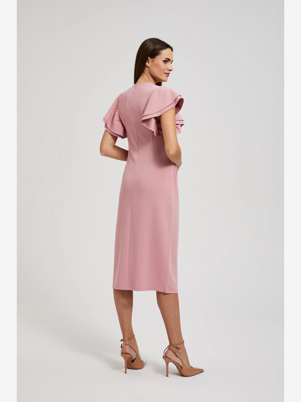 Moodo Ružové šaty s volánmi na rukávoch Moodo