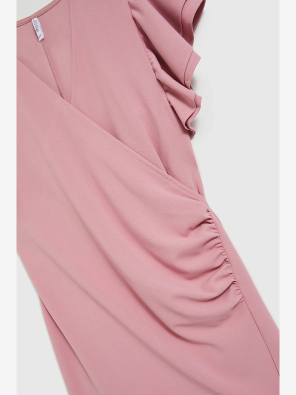 Moodo Ružové šaty s volánmi na rukávoch Moodo