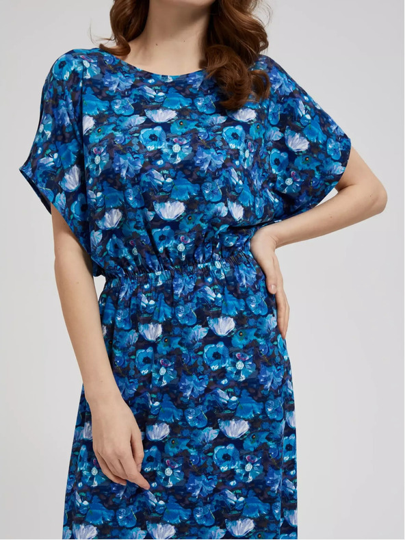 Moodo Modré maxi šaty s tropickým vzorom Moodo