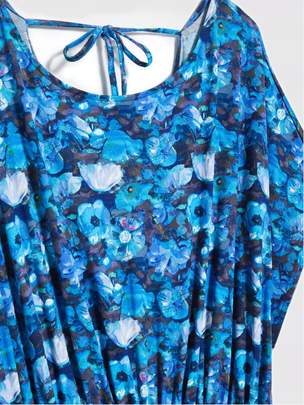 Moodo Modré maxi šaty s tropickým vzorom Moodo