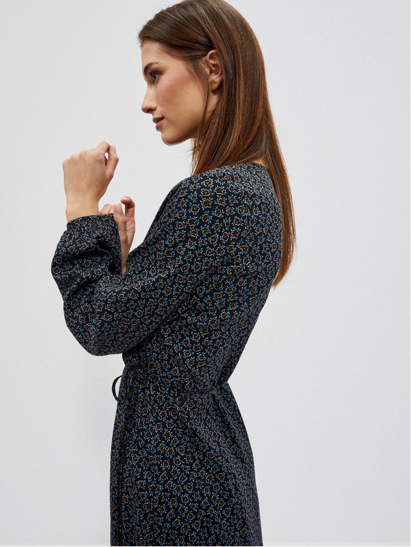 Moodo Čierne dámske vzorované midi šaty Moodo