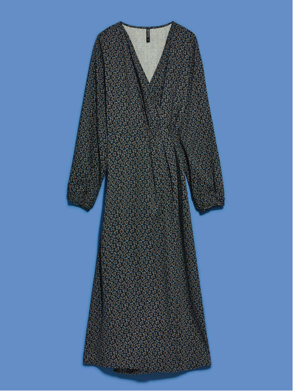 Moodo Čierne dámske vzorované midi šaty Moodo