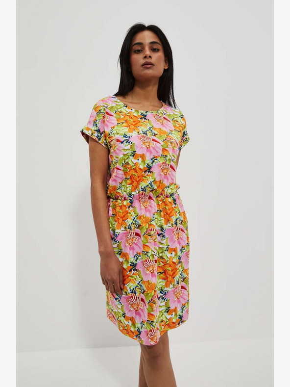 Moodo Oranžové kvetinové šaty Moodo