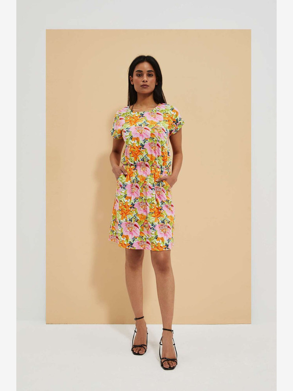 Moodo Oranžové kvetinové šaty Moodo