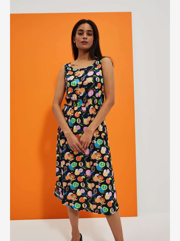 Moodo Tmavomodré vzorované šaty Moodo