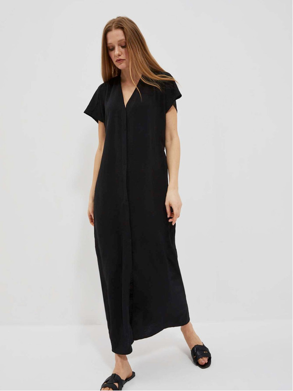 Moodo Čierne dámske dlhé šaty Moodo