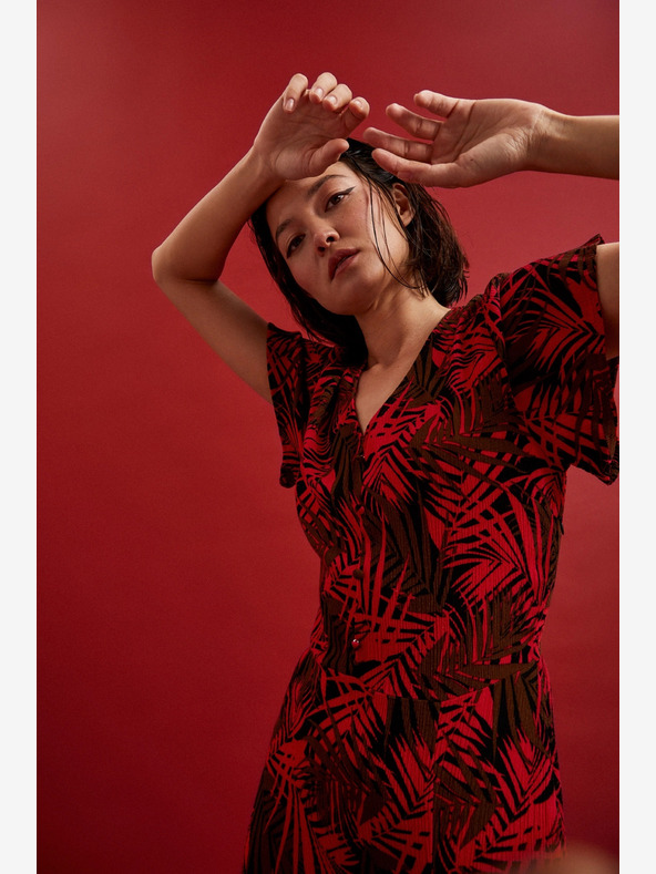 Moodo Červené šaty s výstrihom do V Moodo