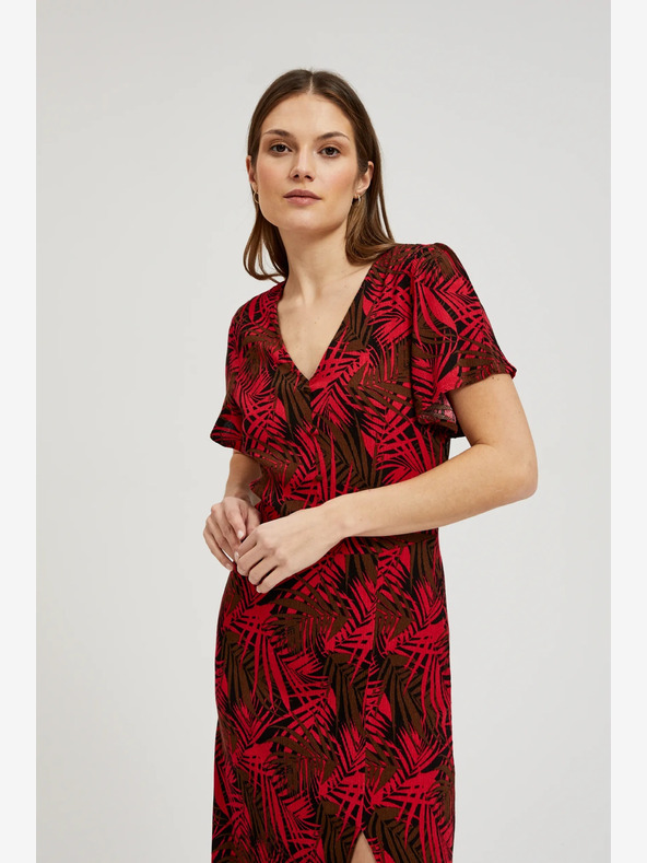 Moodo Červené šaty s výstrihom do V Moodo
