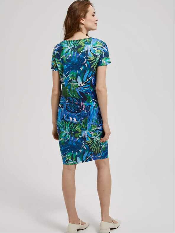 Moodo Modré šaty s tropickým vzorom Moodo