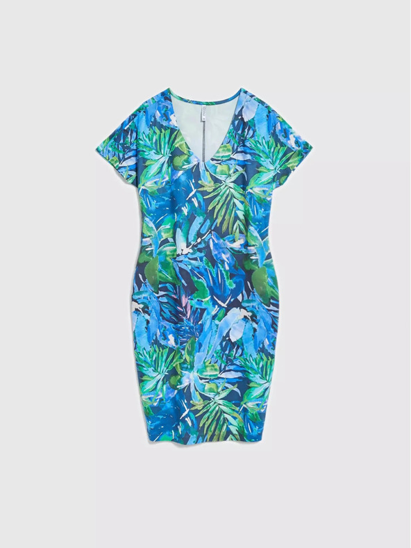 Moodo Modré šaty s tropickým vzorom Moodo