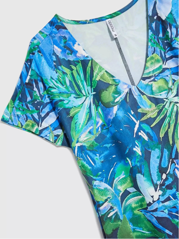 Moodo Modré šaty s tropickým vzorom Moodo