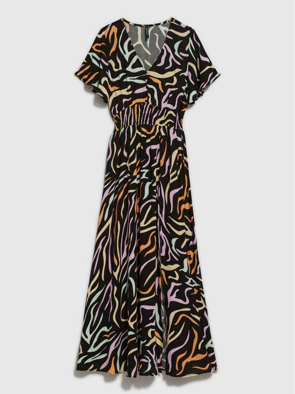 Moodo Čierne dámske vzorované dlhé šaty Moodo