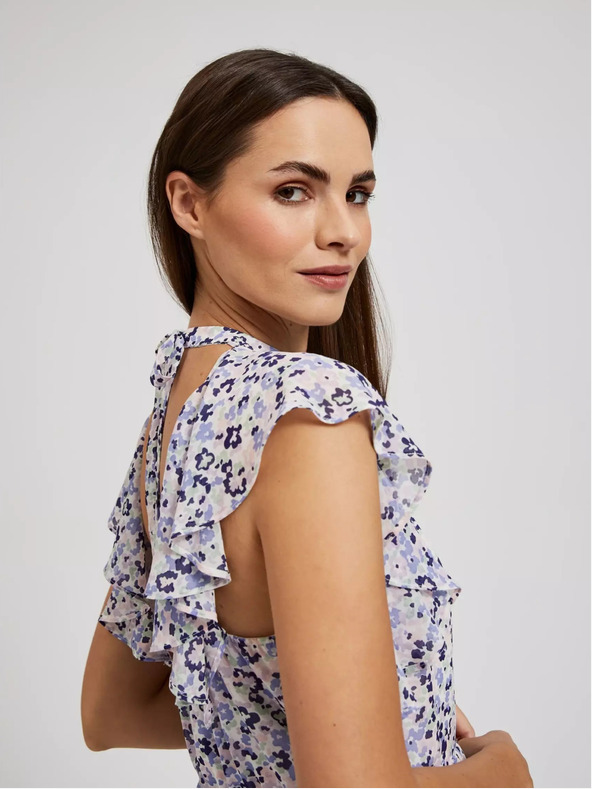 Moodo Modré kvetinové maxi šaty Moodo