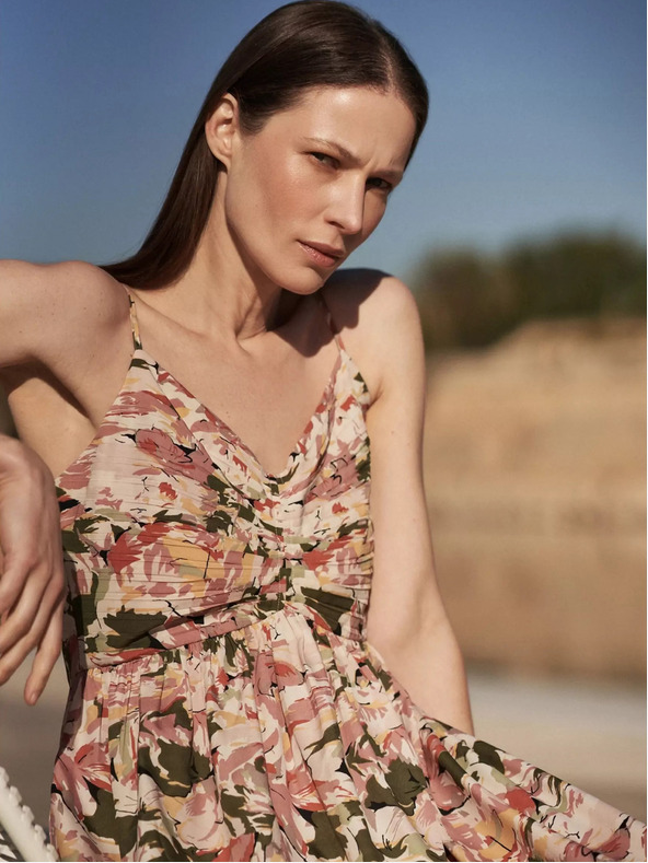 Moodo Staroružové vzorované šaty Moodo