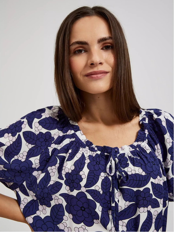 Moodo Fialové kvetinové šaty s volánovými rukávmi Moodo